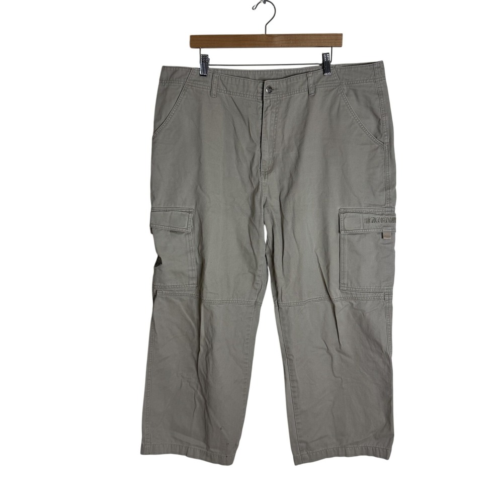 Harley-Davidson Pants Mens 40x32 Khaki Cargo Utility Cotton‎ Motorcycle Riding